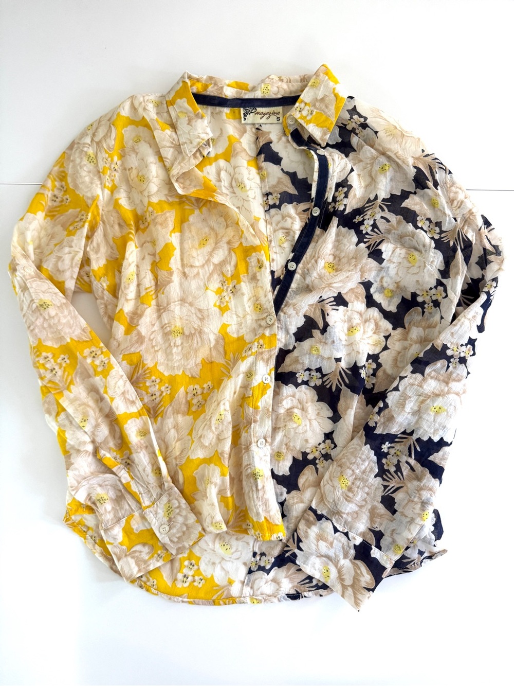 Magazine Floral Cotton Blouse - Size Small